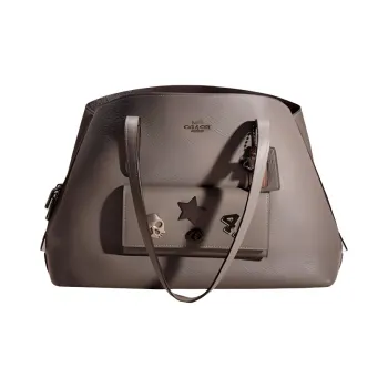 COACH Pebbled Leather Handbag Shoulder Bag Women's Heather Gray