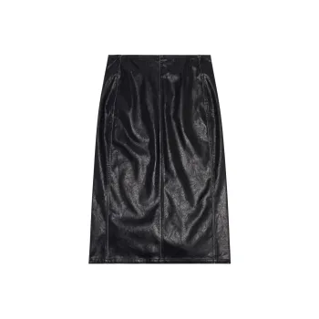 DIESEL O Taten Faux leather Midi Skirt