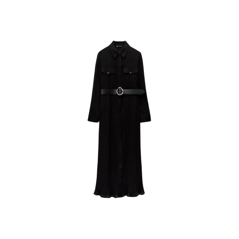 ZARA Long-Sleeved Dresses Women's Black-0