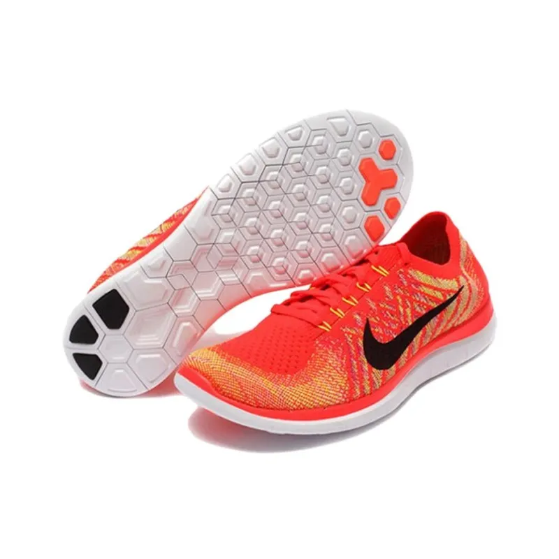 Nike Free 4.0 Anti Slip Wear Resistant Low Top Running Shoes Women's Orange Red-3