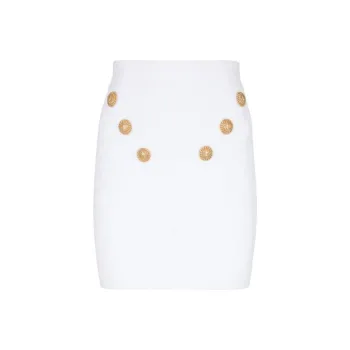 BALMAIN 6 Button Knit Skirt 'White'