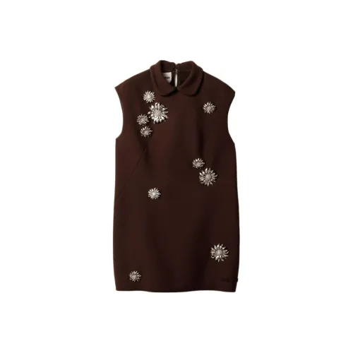 MIU MIU Sleeveless Dress Women's Cocoa Brown