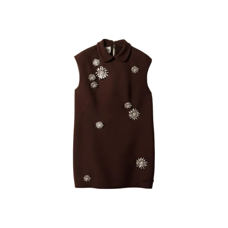 MIU MIU Sleeveless Dress Women's Cocoa Brown-0