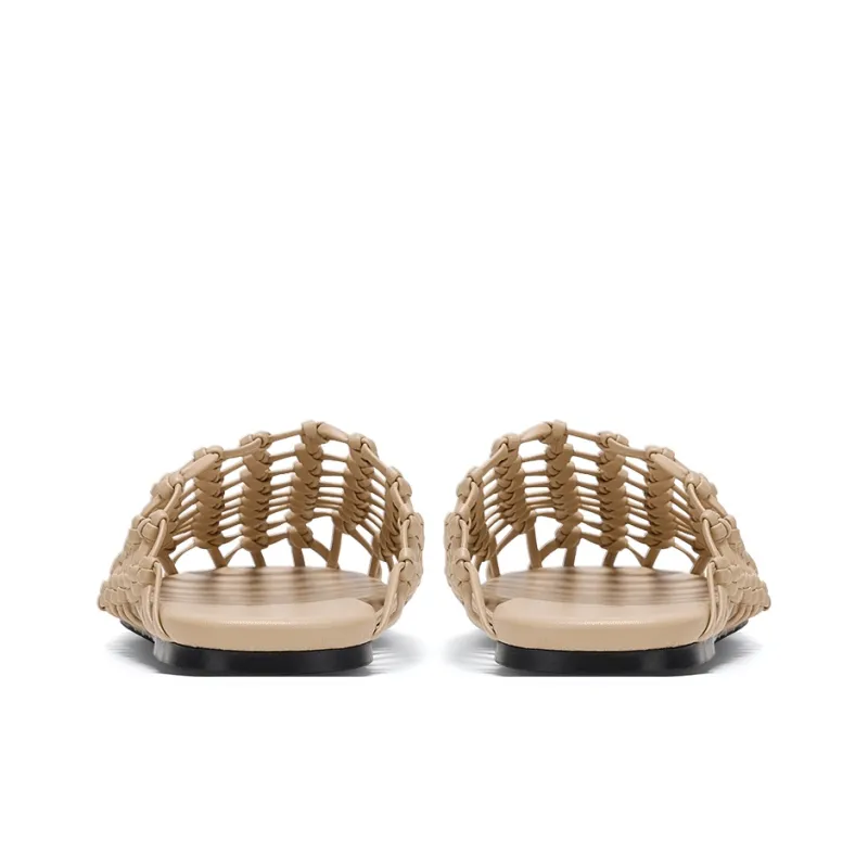 GG CC Rubber Sole Woven Abrasion Resistant Closed Toe Slippers Women's-8