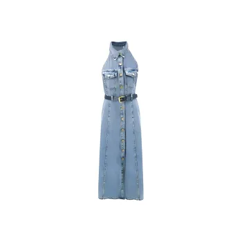 SECFLY OFFICIAL Sleeveless Dress Women's Vintage Dark Blue