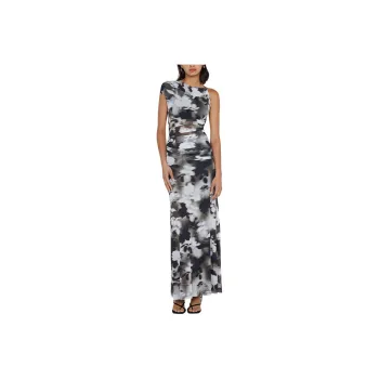 BEC+BRIDGE SOLENE ASYM DRESS Sleeveless Dress Women's Dark Blurred Floral/Dark Color Ethereal Floral
