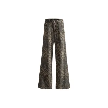 Wen Shan Jeans Unisex Leopard Print