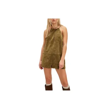 FREE PEOPLE Claudette Romper Jumpsuit Women's Army/Army Green