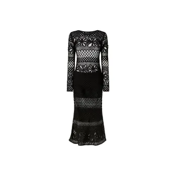 PINKO Ortles Long Openwork Crochet Dress