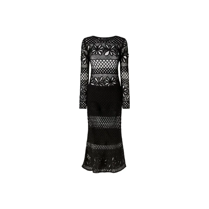 PINKO Ortles Long Openwork Crochet Dress-0