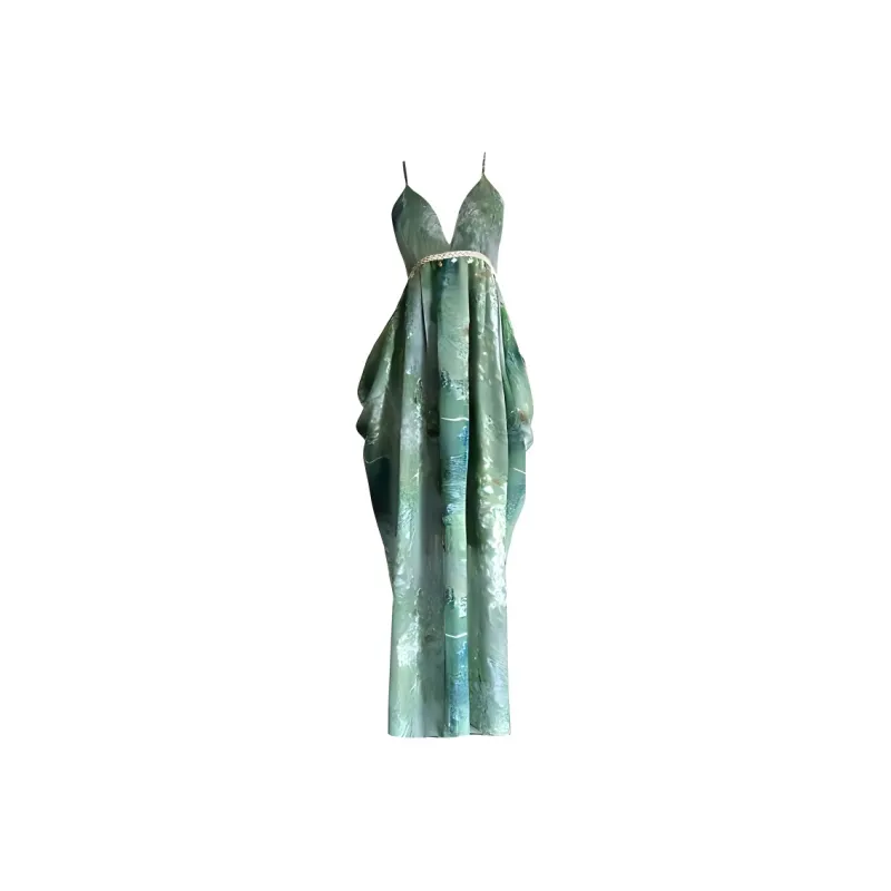 DOSOHEB Slip Dress Women's Green-0