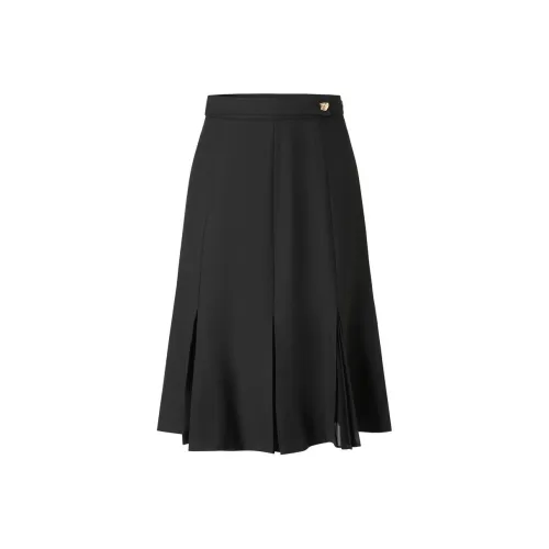 JZ. ANNAKRO 플레인 블랙 여성 캐주얼 롱 스커트