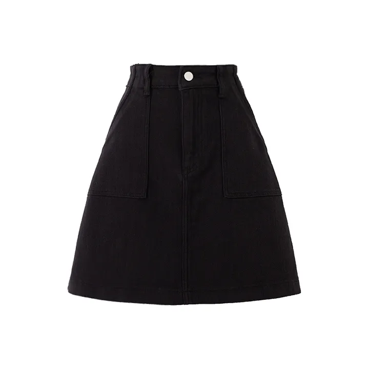 SOON FLOWER Denim Short Skirts Women's Black-0