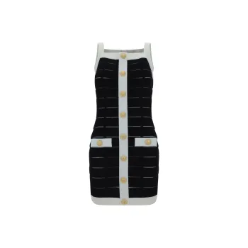 BALMAIN Two-Toned Mesh Detailed Short Dress