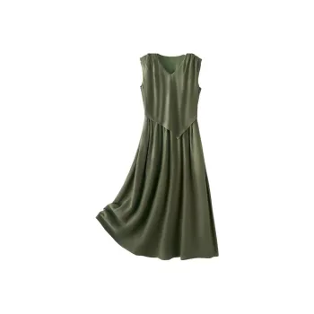 IHIMI Sleeveless Dress Women's Army Green