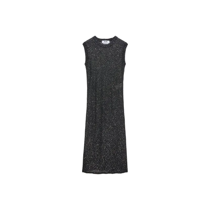 MSGM Glitter Knitted Midi Dress-0