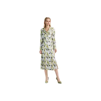 NINE WEST Long Sleeved Dresses Women's White Background With Green Flowers