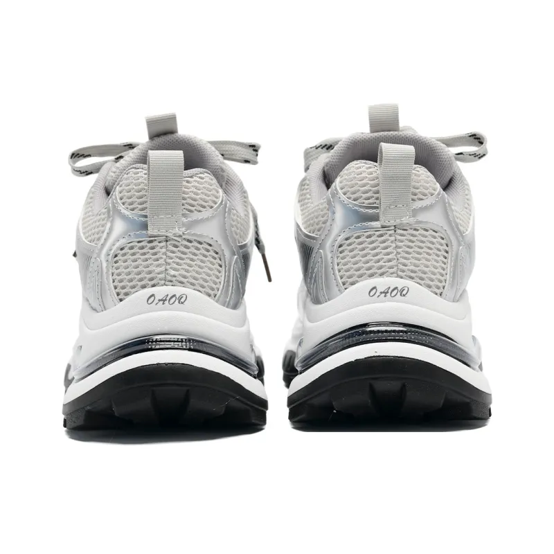 OAOQ Chunky Sneakers Unisex Low Top Silver/Red-4