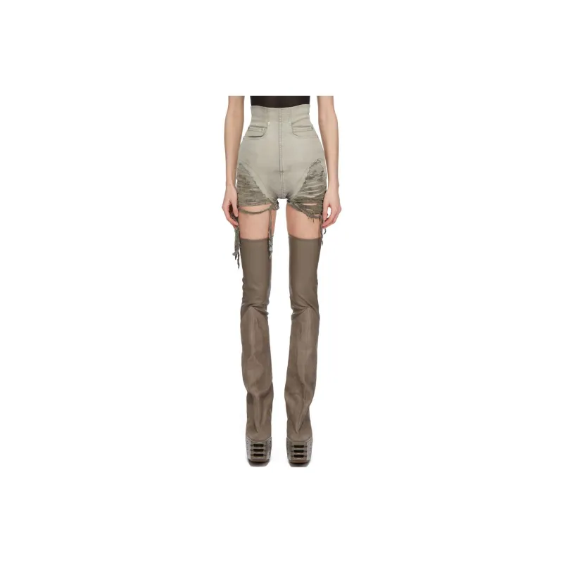 RICK OWENS Distressed Effect Denim Shorts-0