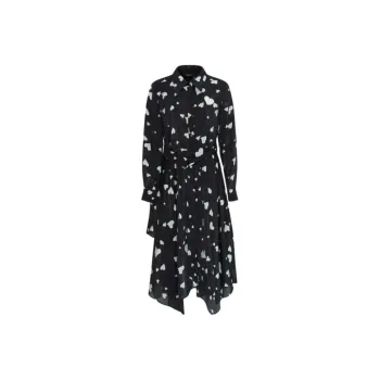 IDPAN Long Sleeved Dress Women's Black Mixed