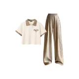 Beige & Coffee Color Edge+Khaki Pants