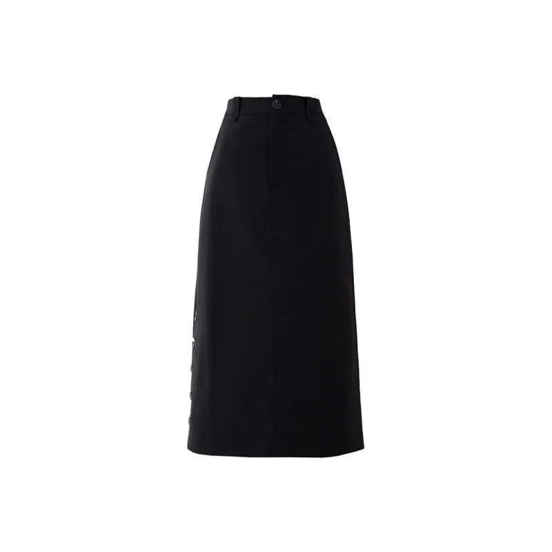 SOON FLOWER Spring Casual Long Skirts Women's Black-0