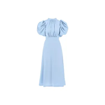 Rotate Satin Puff Midi Dress