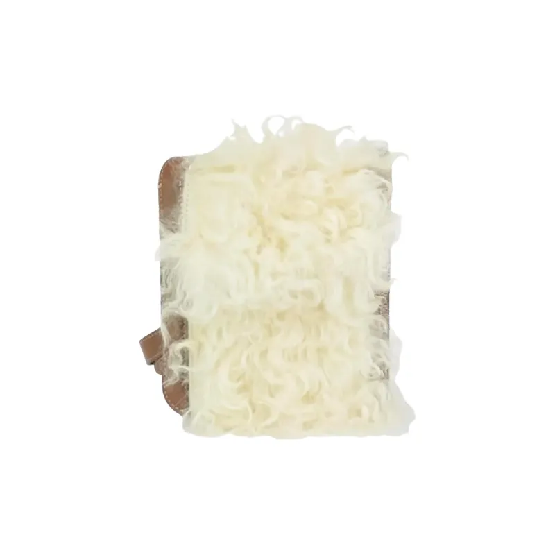 TORY BURCH Cow Leather Lambswool Cow Leather Patchwork Cell Phone Pouch, Crossbody Bag Women's White & Brown-3