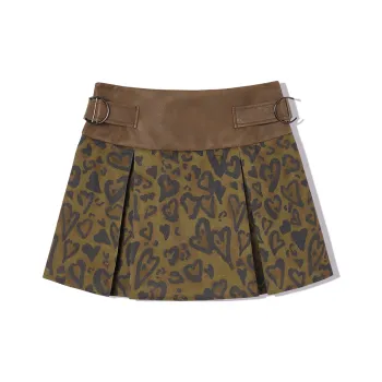 LA CRAWFISH Casual Short Skirts Women's Sweet Leopard Print
