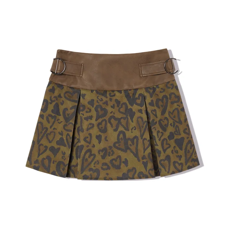 LA CRAWFISH Casual Short Skirts Women's Sweetheart Leopard Print-0