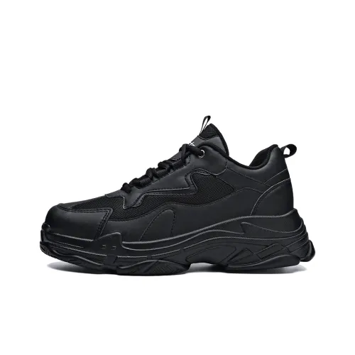 TELENT Slip Resistant, Abrasion Resistant, Waterproof Low Top Chunky Sneakers Men's All Black