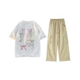 Clothing Set (White Top+Khaki Pants)