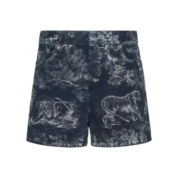 DIOR Quarterly New Products Denim Shorts Women's Dark Blue