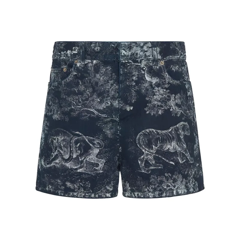 DIOR Quarterly New Products Denim Shorts Women's Dark Blue-0