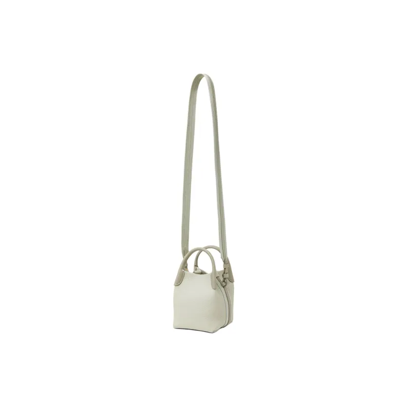 Loro Piana Cow Leather Bucket Bag, One Shoulder Handbag Mini Women's Light Green & Sun Gold-1
