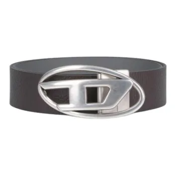 DIESEL Leather, Metal Leather Belts Men's Brown 