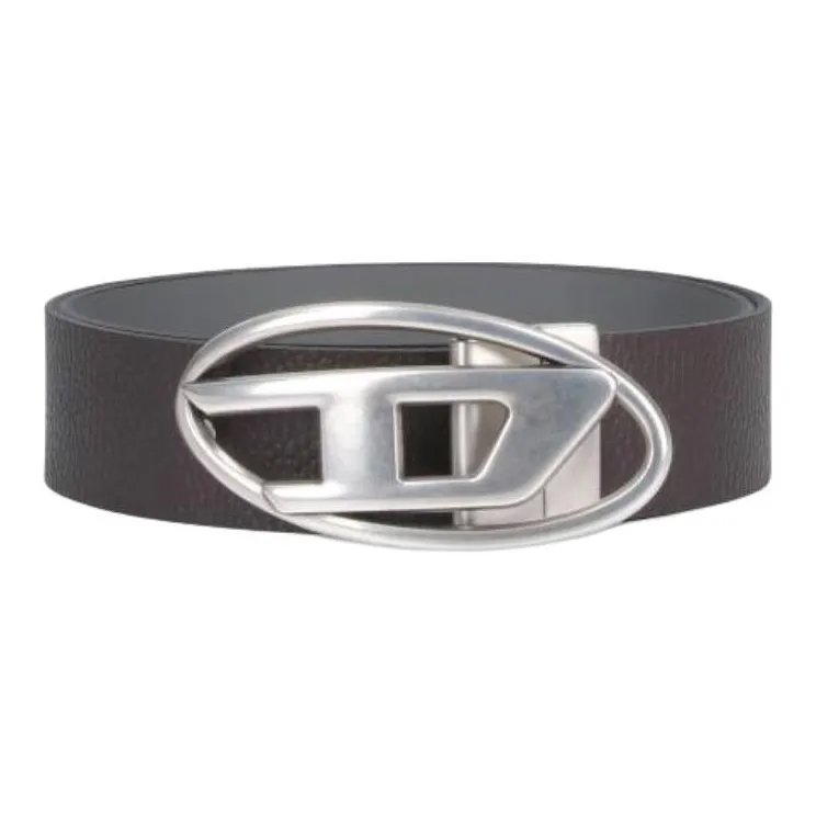 DIESEL Leather, Metal Leather Belts Men's Brown -0