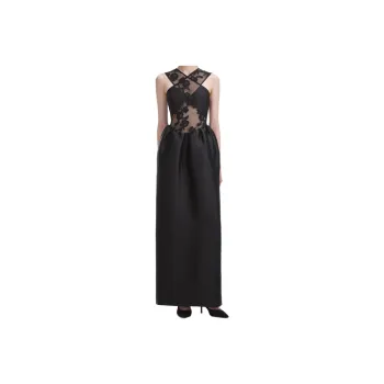 Self portrait Lace trim Taffeta Maxi Dress