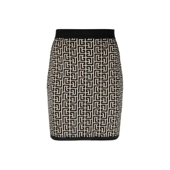 BALMAIN Monogrammed Knitted Skirt