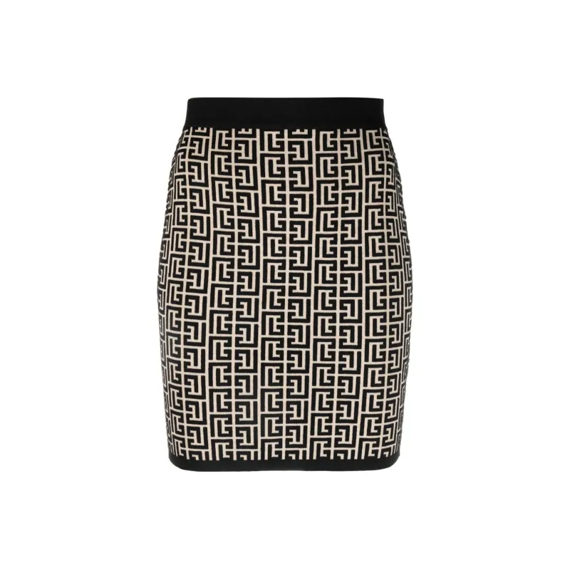BALMAIN Monogrammed Knitted Skirt-0