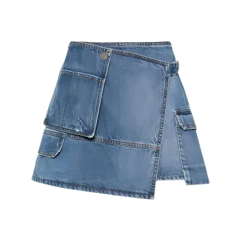 MSGM Asymmetric Denim Mini Skirt