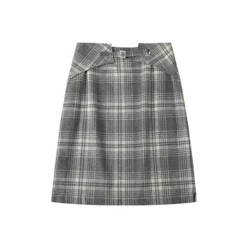 CYCLE DOCUMENT Casual Short Skirts Women's Gray Plaid