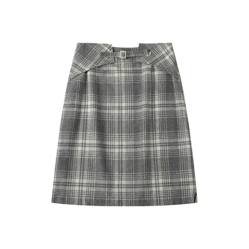 CYCLE DOCUMENT Casual Short Skirts Women's Gray Plaid