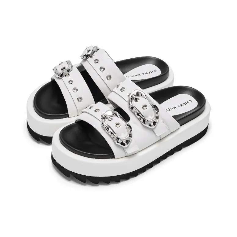CHERYKALLY Slide Slippers Women's Mist White-1