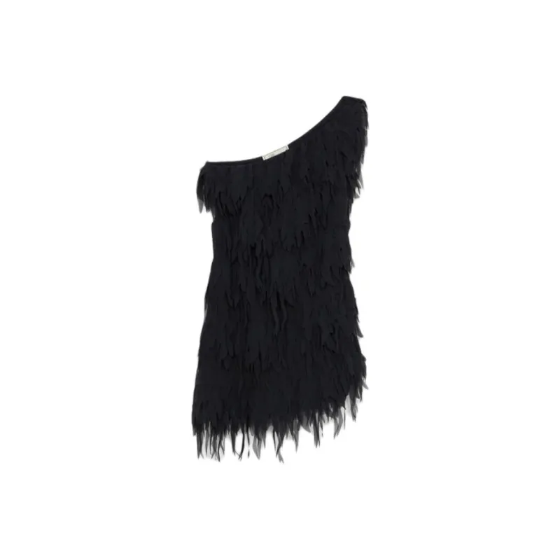 Blumarine Fringed Georgette Mini Dress-0