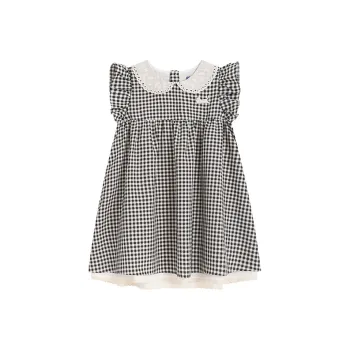 Zukizuki Short-Sleeved Dresses Women's Black White Plaid