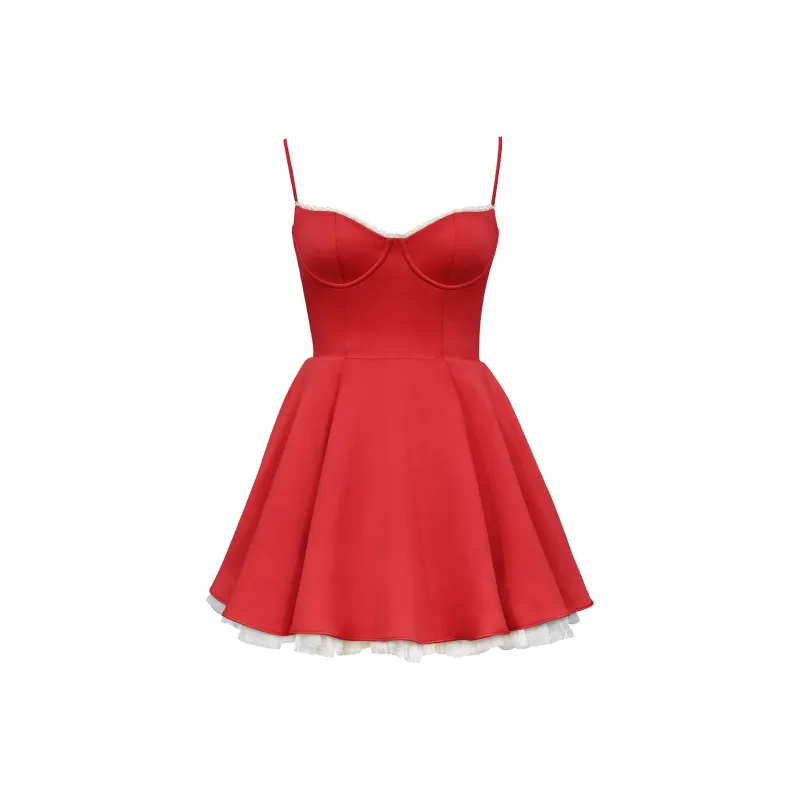 HOUSE OF CB Minimoiselle Slip Dress Women's HOLLY RED/True Red-2