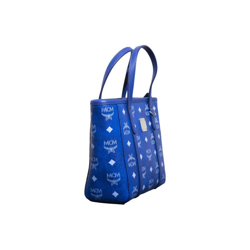 MCM Toni Visetos Artificial Leather Tote Bag, Shopping Bag, Shoulder Bag, Crossbody Bag, Handbag Mini Women's Blue-2