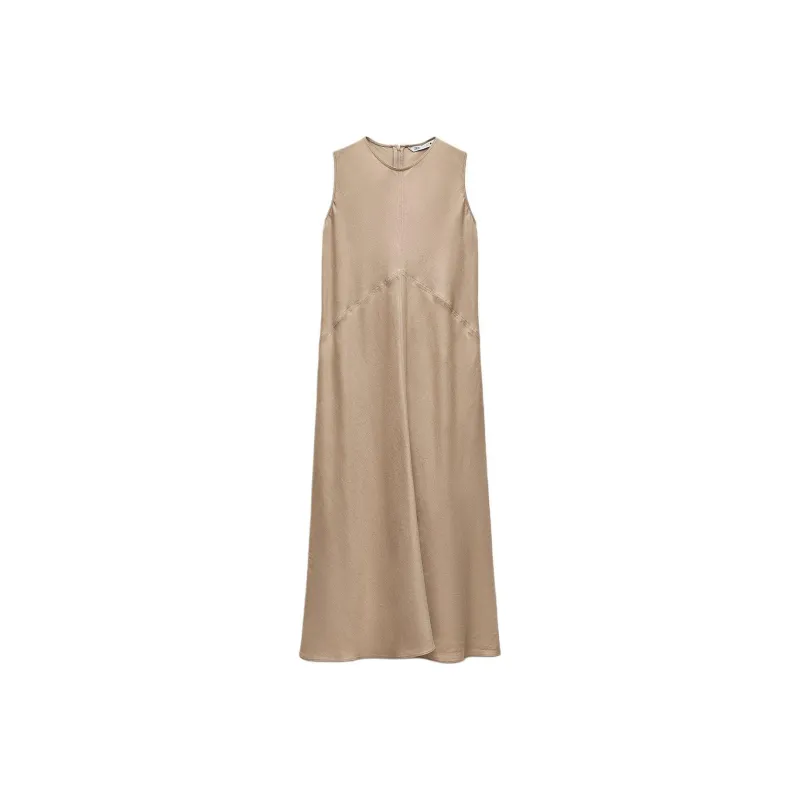 ZARA Sleeveless Dress Women's Brown-0