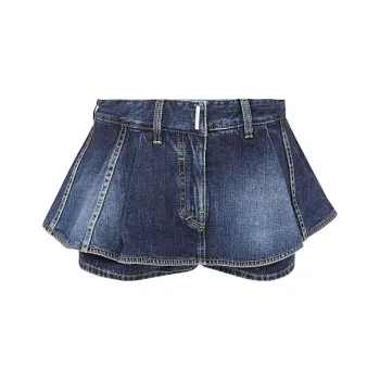 Givenchy Peplum layered Denim Shorts